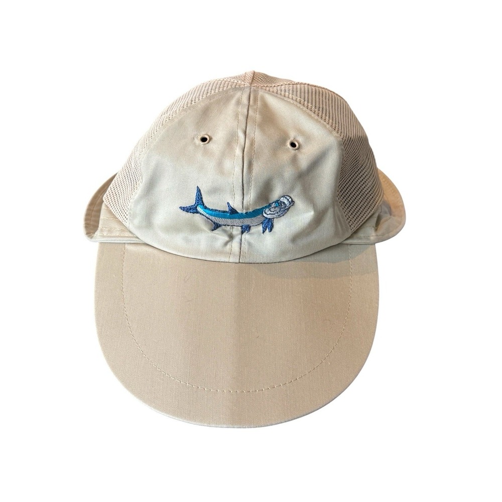 Shade Shack Hat USA Fishing Cap Khaki Mesh Bucket Wide Brim Fish Logo Outdoor
